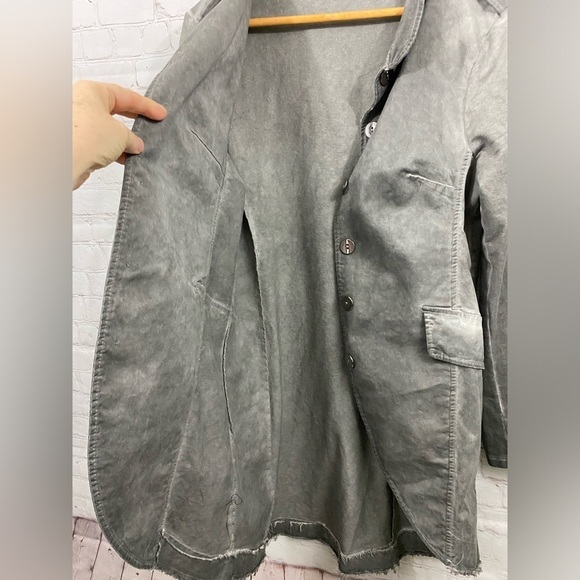 SUZY D LONDON WOMANS SIZE LARGE OPEN FRONT DISTRESSED MILITARY STYLE JACKET - Picture 7 of 9